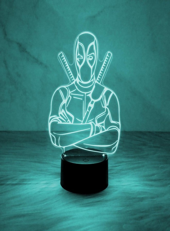GIFTMEBAZAR 3D Illusion Marvel Hero Deadpool852 Acrylic Desk Table Night Lamp | Avengers Home Decor Light | Kids Room Decor Lamp | Birthday Gift for Avengers Lover (Multicolored Light) - Image 2